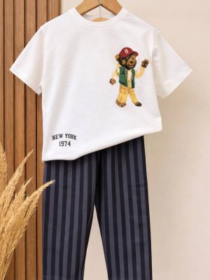 Erkek Çocuk Cizgili Takım Kısa Kollu