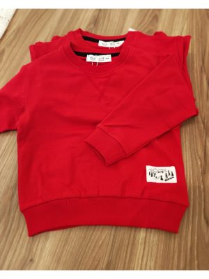 Kırmızı Erkek Kız Sweatshirt