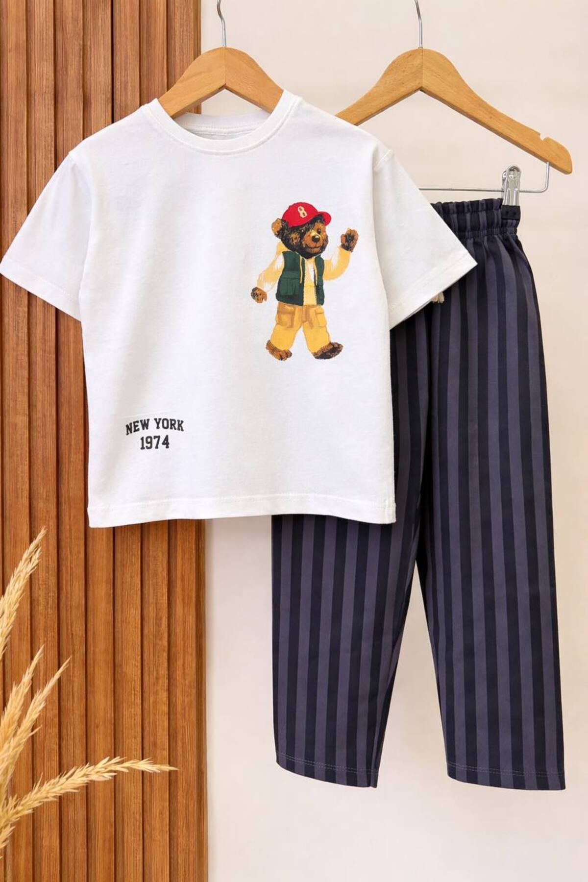 Erkek Çocuk Cizgili Takım Kısa Kollu
