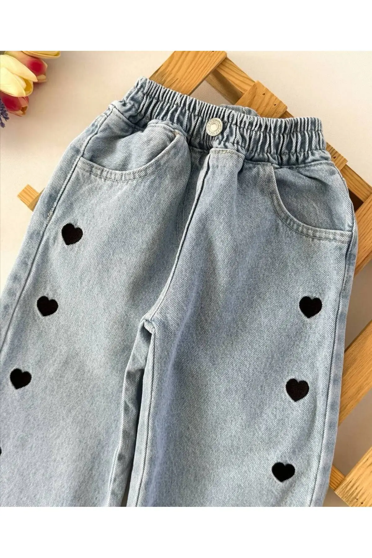 Kalp Nakışlı Kız Jean