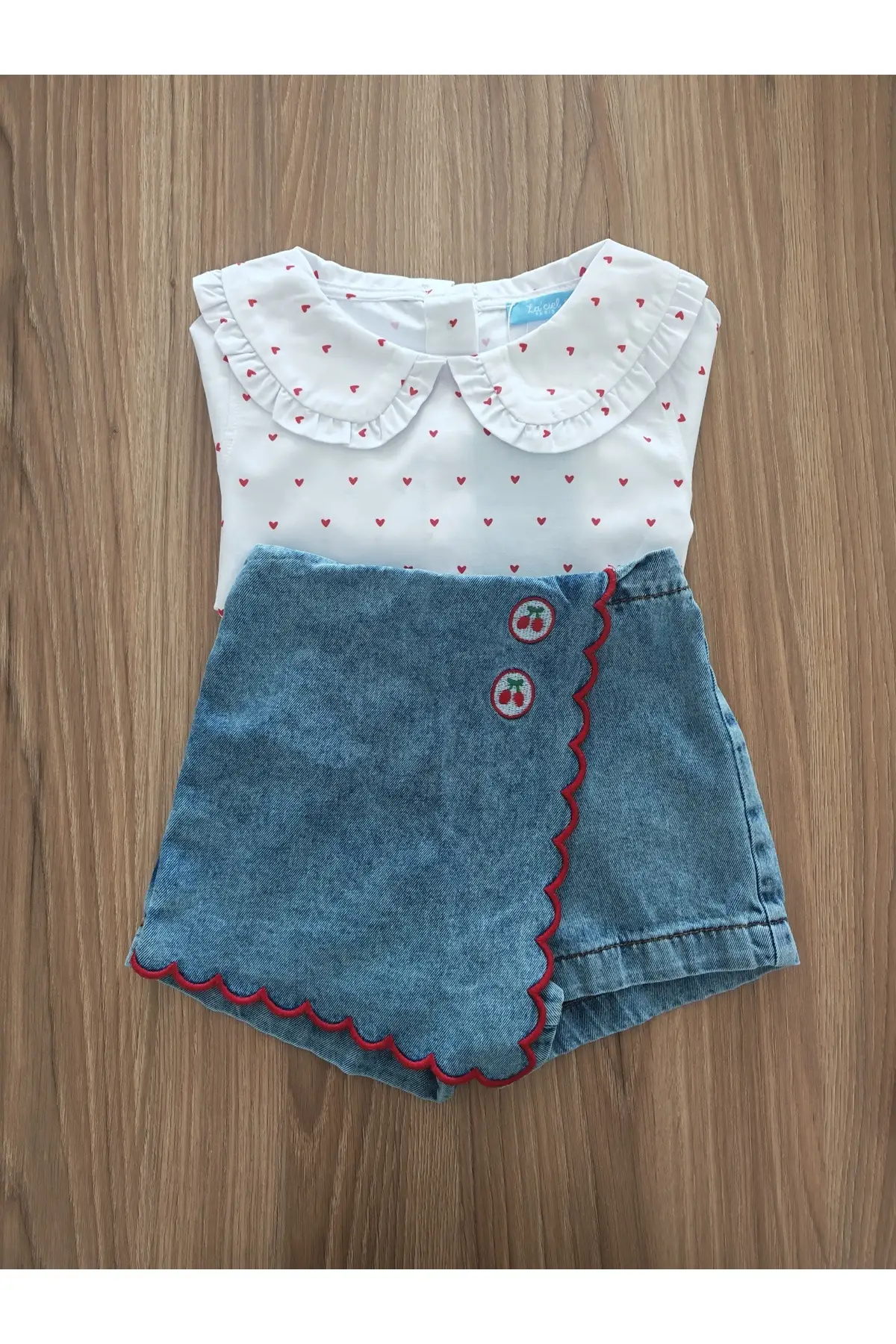 Kız şort etekli gömlek Takım