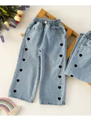Kalp Nakışlı Kız Jean