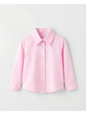 Doğal ve Şık Keten Kızın Pembe Gömleği